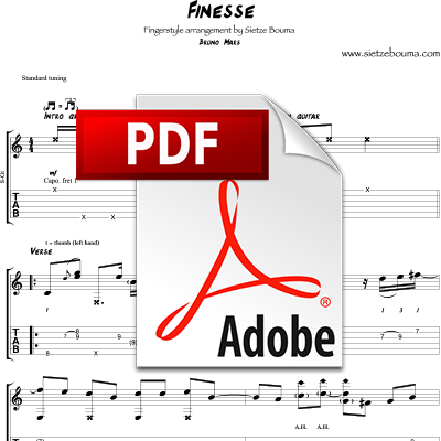 Finesse (Bruno Mars) acoustic fingerstyle arrangement (PDF)